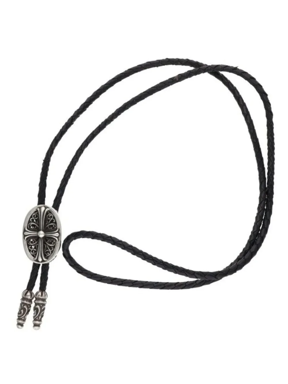 Chrome Hearts Bolotie Ovaltiny Tiny Classic Loop Tie Leather Necklace